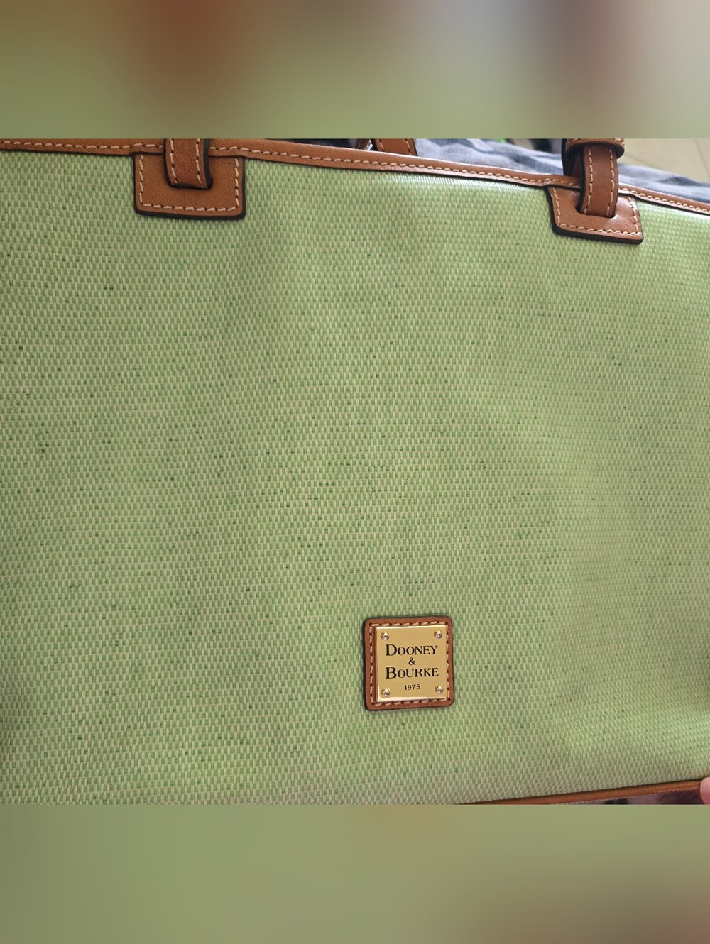 Dooney & Bourke Leisure Shopper Green Lime Bag Coated Cotton Leather Trim Tote - Picture 7 of 11